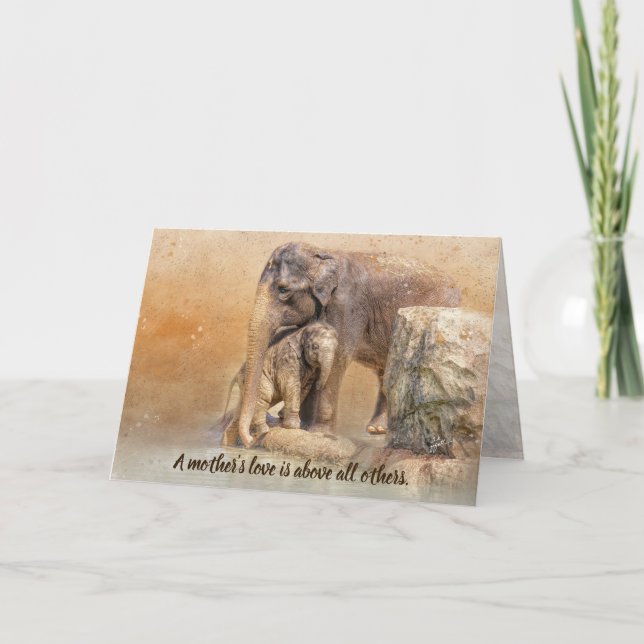 Mother's Love Baby Elephant Hug Mother's Day Blank Card (Front)
