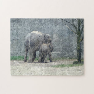 Mother's Love Elephant and Baby Jigsaw Puzzle
