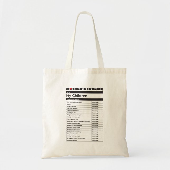 Mother's Love Invoice Tote Bag - Heartfelt Gift (Front)