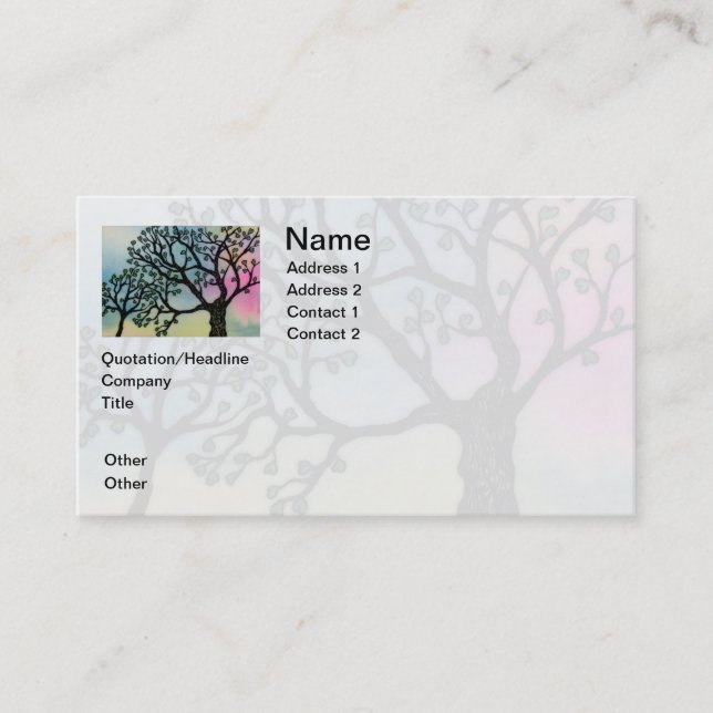 Mother's Love - Trees on Vellum and Watercolor Business Card (Front)
