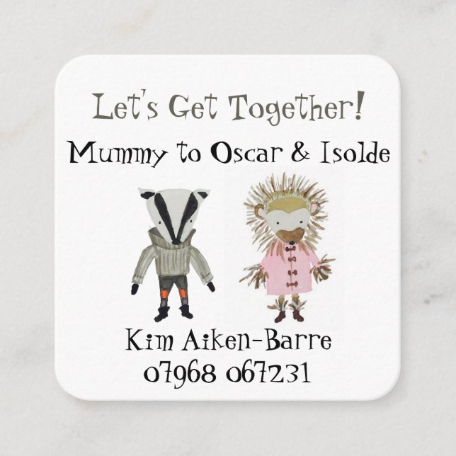 Mother's Play Date Get Together for Boy and Girl Calling Card (Front)