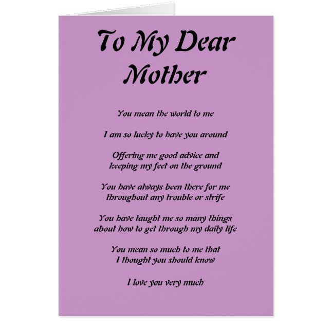 Mother's Poem (Front)