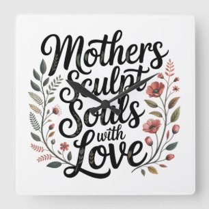 Mothers Sculpt Souls With Love Square Wall Clock