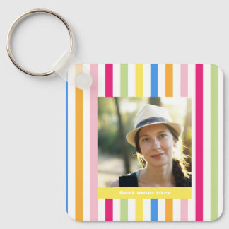 Mothers'day best mom ever modern colorful photo key ring