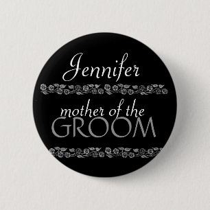 Mothher of the Groom Black and Silver Wedding Pin