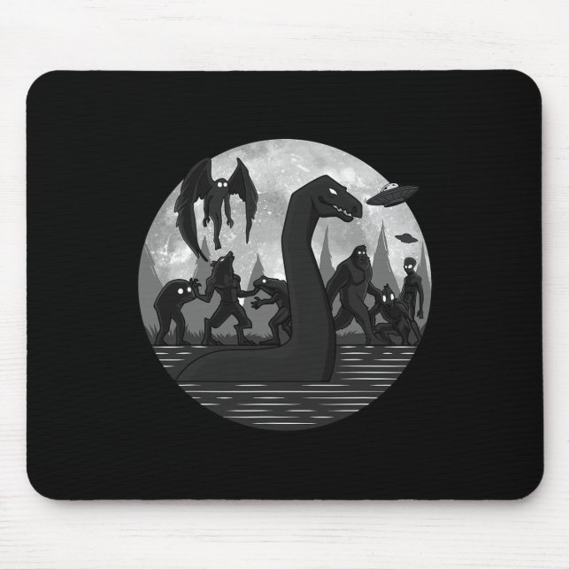 Mothman Bigfoot Loch Ness Monster Aliens Ufo Fun C Mouse Mat (Front)