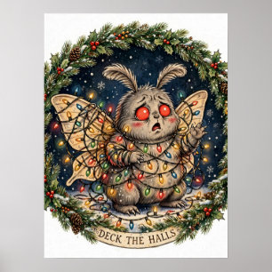Mothman Christmas Lights Poster