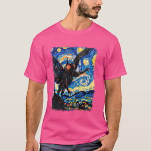 Mothman Cryptozoology Cryptid Starry Night Paintin T-Shirt