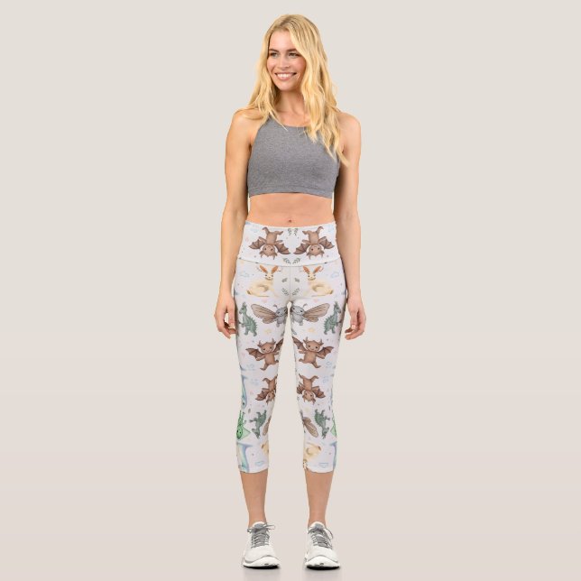Mothman & Friends Cryptid Pattern Capris (Front)
