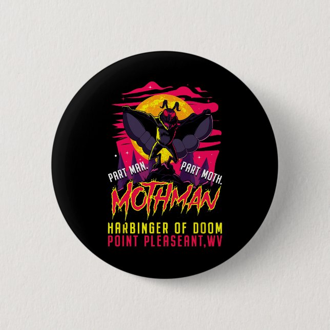 Mothman Fun Cryptid Harbinger Part Man Part Moth  6 Cm Round Badge (Front)
