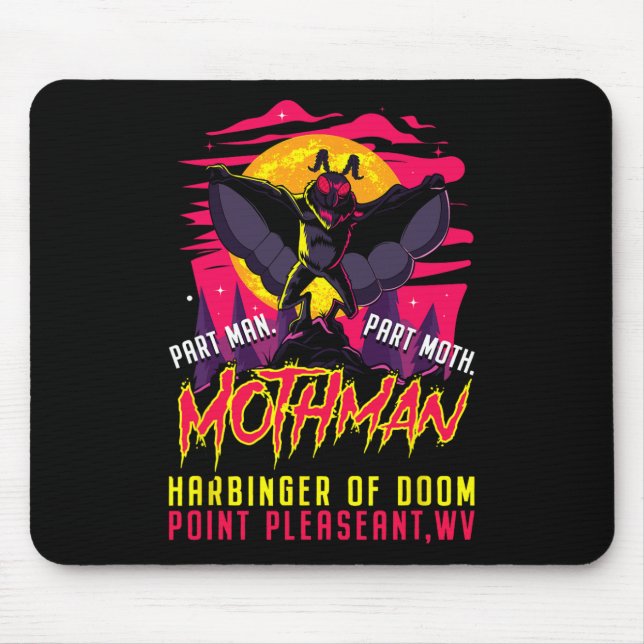 Mothman Fun Cryptid Harbinger Part Man Part Moth  Mouse Mat (Front)