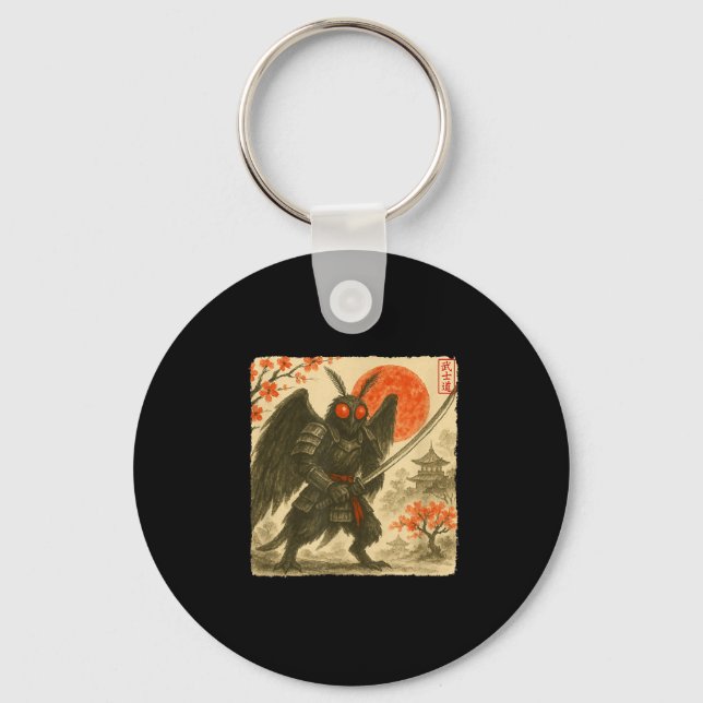 Mothman Samurai Japanese Warrior Costume Sumi-e Ar Key Ring (Front)