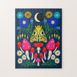 Moths and Mushrooms Illustration Jigsaw Puzzle