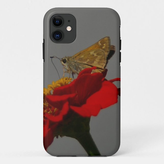 Moths and Red Zinnia Case-Mate iPhone Case (Back)