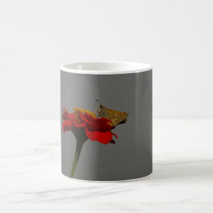 Moths and Red Zinnia Coffee Mug
