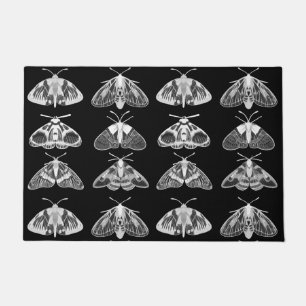 Moths in Black, White and Gray  Doormat