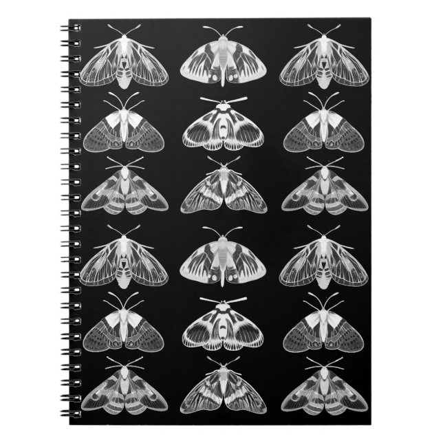 Moths in Black, White and Grey Notebook (Front)