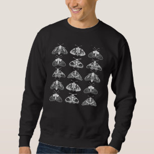 Moths in Black, White and Grey Sweatshirt