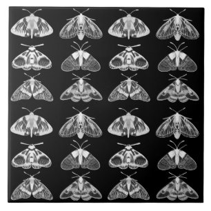 Moths in Black, White and Grey Tile