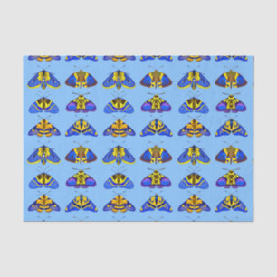 Moths in Blue, Golden Yellow and Brown Tissue Paper