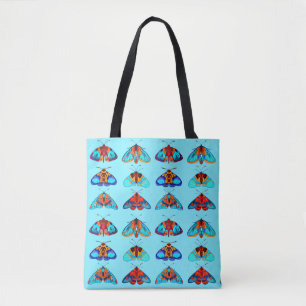 Moths in Blue, Golden Yellow and Brown Tote Bag