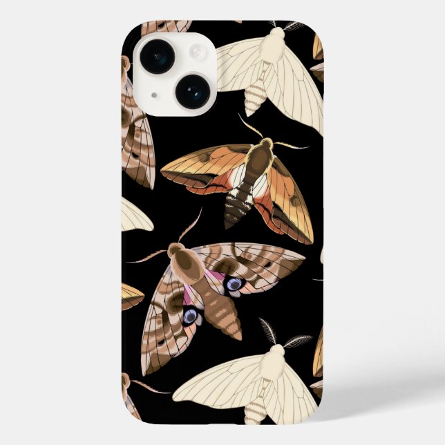 Moths on Black Case-Mate iPhone Case (Back)
