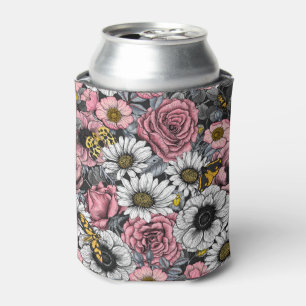 Moths on flower mix in pink and grey can cooler