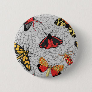 Moths on hydrangea 6 cm round badge