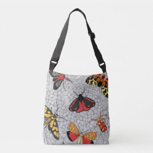 Moths on hydrangea crossbody bag