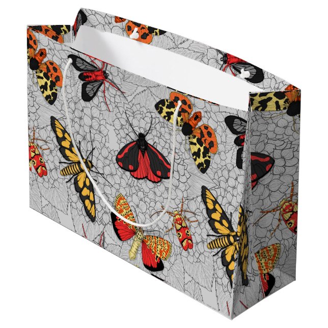Moths on hydrangea large gift bag (Back Angled)