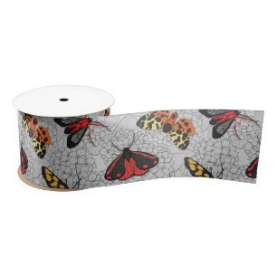 Moths on hydrangea satin ribbon