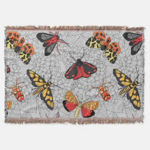 Moths on hydrangea throw blanket