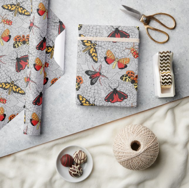 Moths on hydrangea wrapping paper (Crafts)