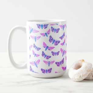 Moths Pattern Pink Blue Purple Coffee Mug