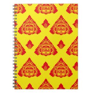 Motif Bali, Indonesia. with modern colours. Vintag Notebook