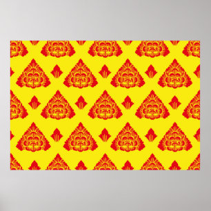 Motif Bali, Indonesia. with modern colours. Vintag Poster