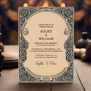 Motif Celtic Nordic Mediaeval Scroll Viking Weddin Invitation