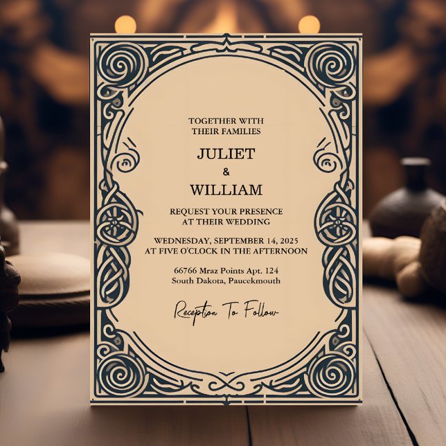 Motif Celtic Nordic Mediaeval Scroll Viking Weddin Invitation (Creator Uploaded)