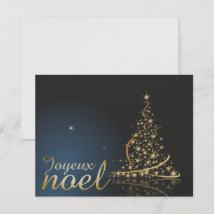 Motif de Noël bleu avec arbre de Noël doré Invitation