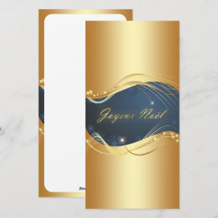 Motif de Noël or avec fond bleu Holiday Card