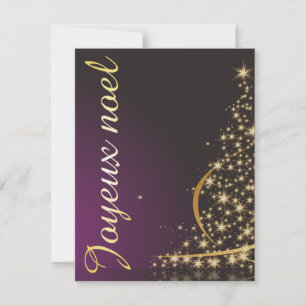Motif de Noël pourpre avec arbre de Noël doré Invitation
