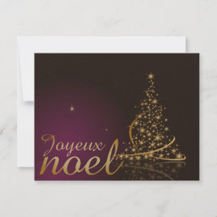 Motif de Noël pourpre avec arbre de Noël doré Invitation