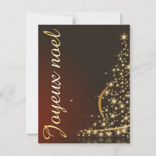 Motif de Noël rouge avec arbre de Noël doré Invitation