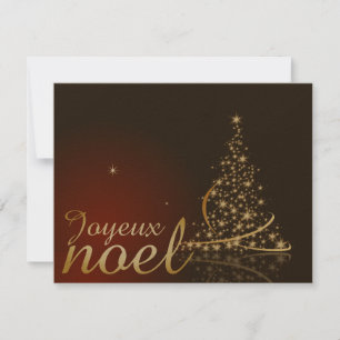 Motif de Noël rouge avec arbre de Noël doré Invitation