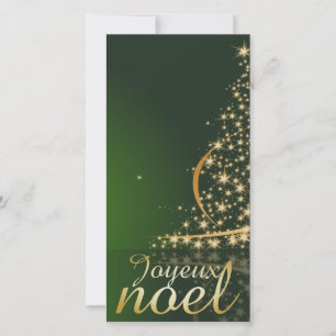Motif de Noël vert avec arbre de Noël doré Holiday Card