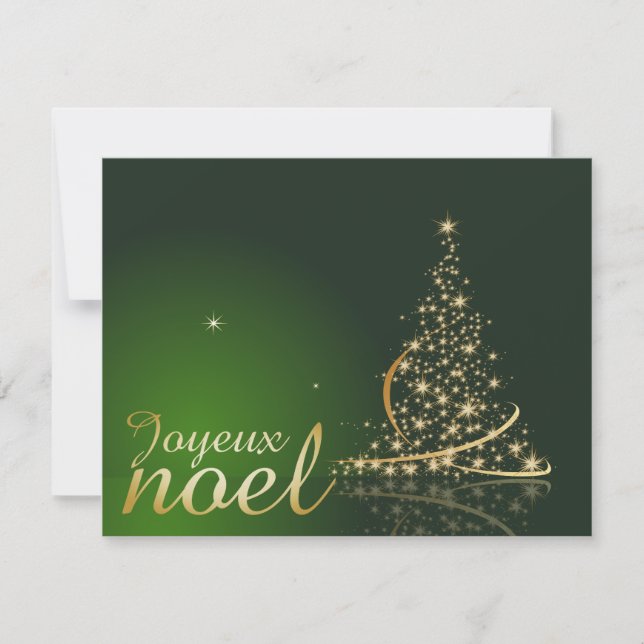 Motif de Noël vert avec arbre de Noël doré Invitation (Front)