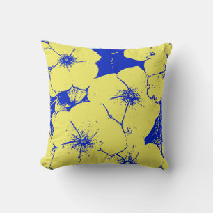 Motif Floral Sunny Yellow Blue Cushion