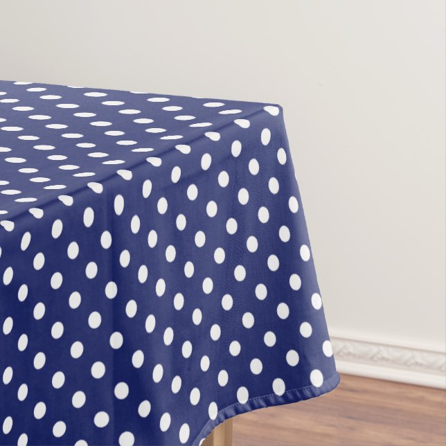 Motif Peas Blanc Marine Blue Tablecloth (In Situ)