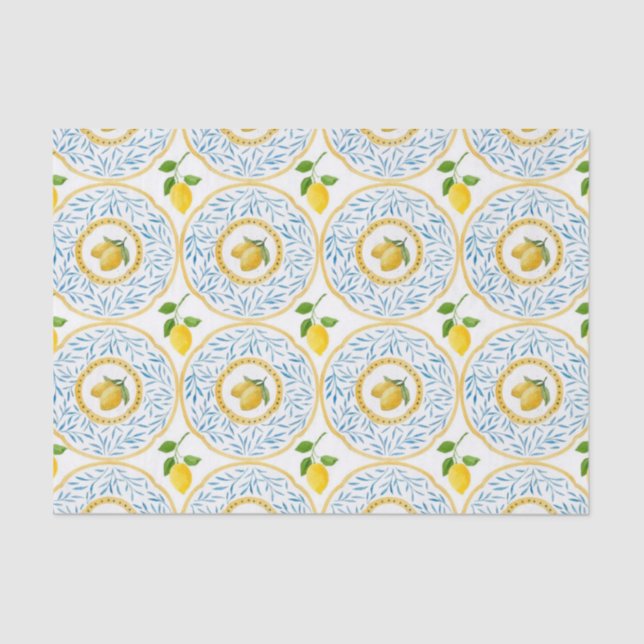 Motif Vintage Italian Lemons Decoupage Tissue Paper (Front)
