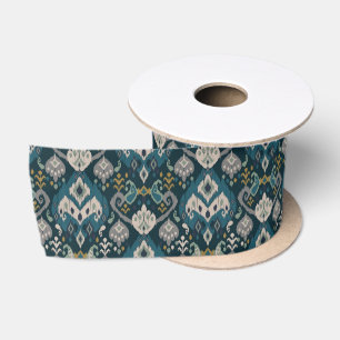 Motifs African boho paisley Floral Ikat pattern Satin Ribbon